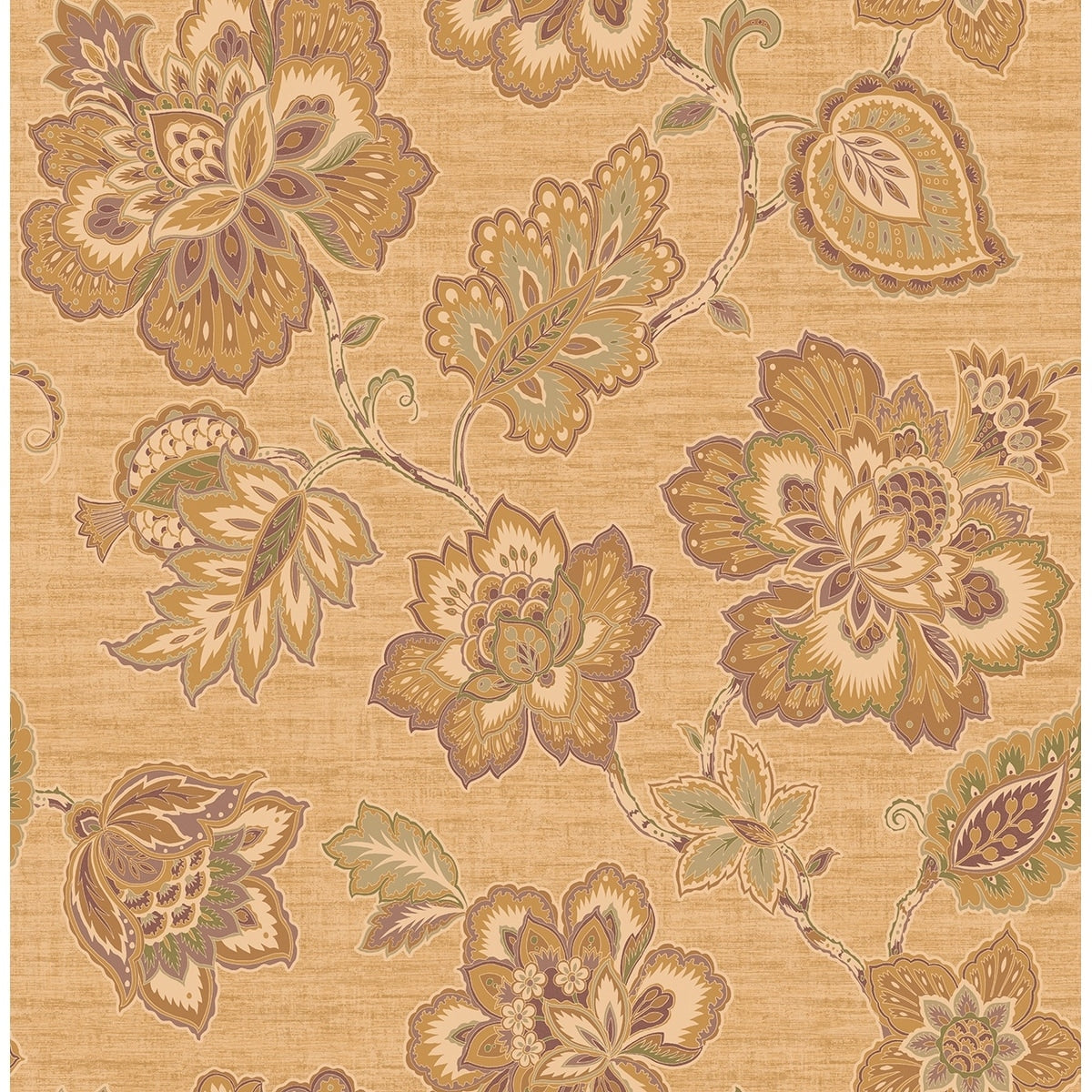 Seabrook Designs Hermine Jacobean Floral Unpasted Wallpaper