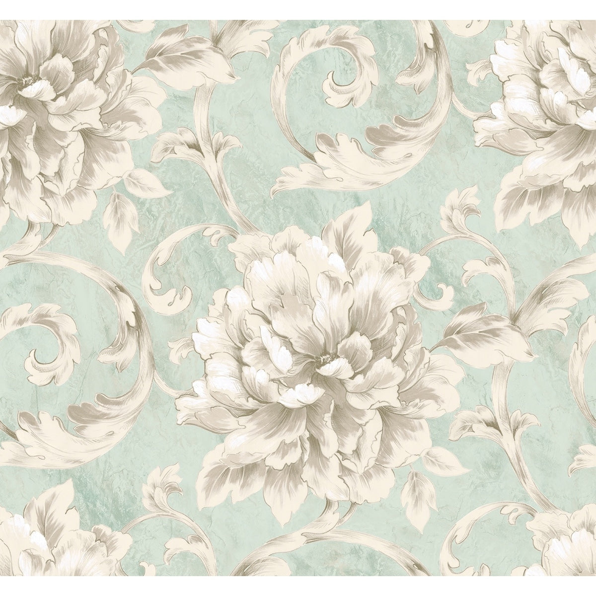 Seabrook Designs Jacinthe Floral Acanthus Unpasted Wallpaper