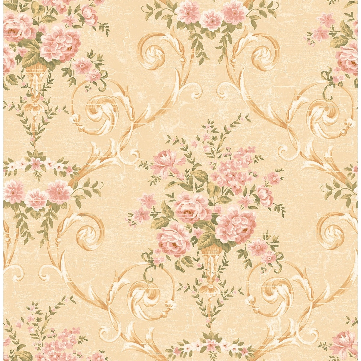 Seabrook Designs Jacquette Floral Vase Unpasted Wallpaper