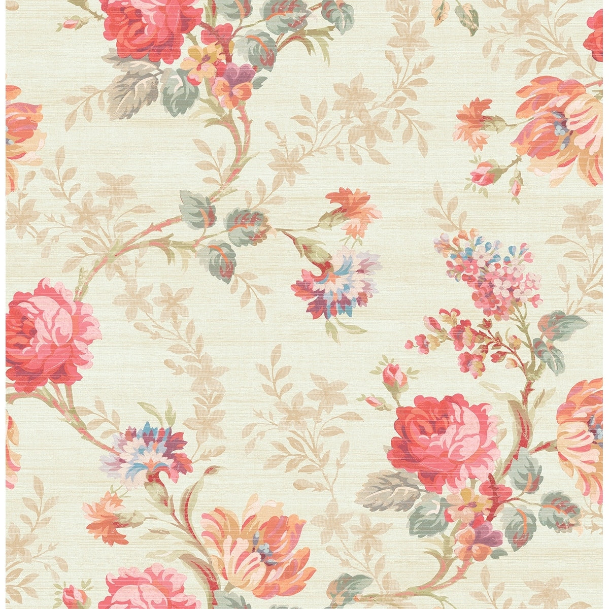 Seabrook Designs Lena Floral Branch Unpasted Wallpaper