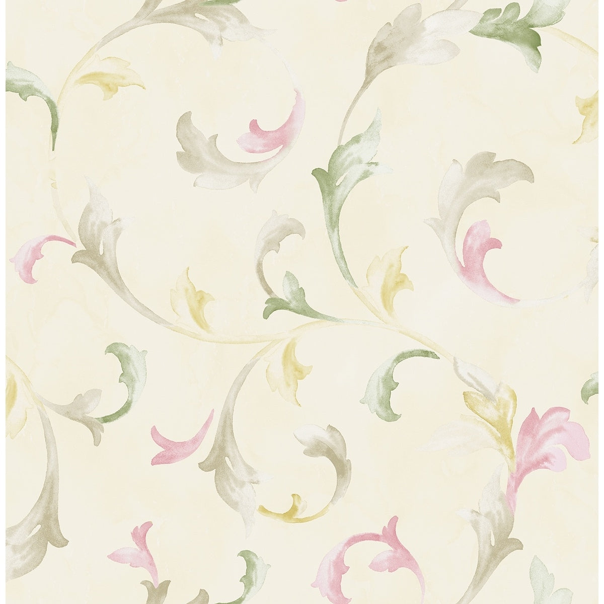 Seabrook Designs Somerset Leaf Scroll Unpasted Wallpaper