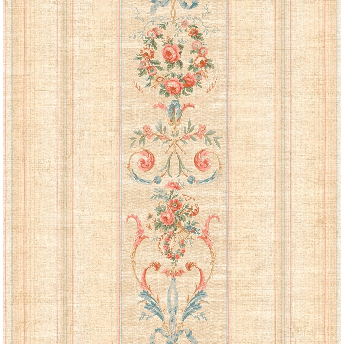 Seabrook Designs Valeriane Floral Stripe Unpasted Wallpaper