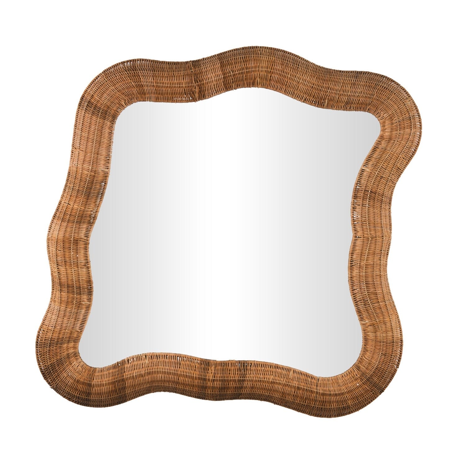 Seagrass Handmade Woven Beveled Wall Mirror Beige Roche River Decor