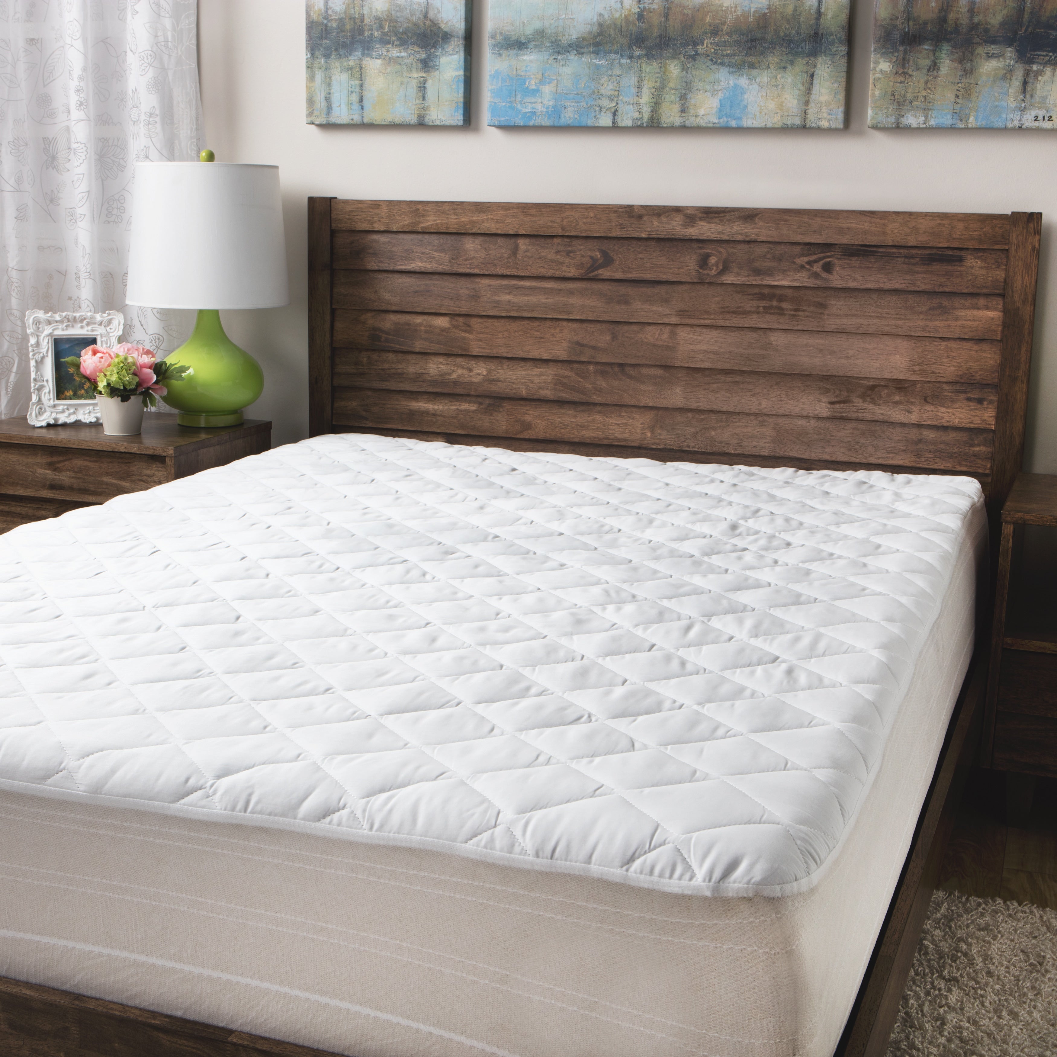 Downlite 300 Thread Count Premium Cotton Waterproof Mattress Pad White
