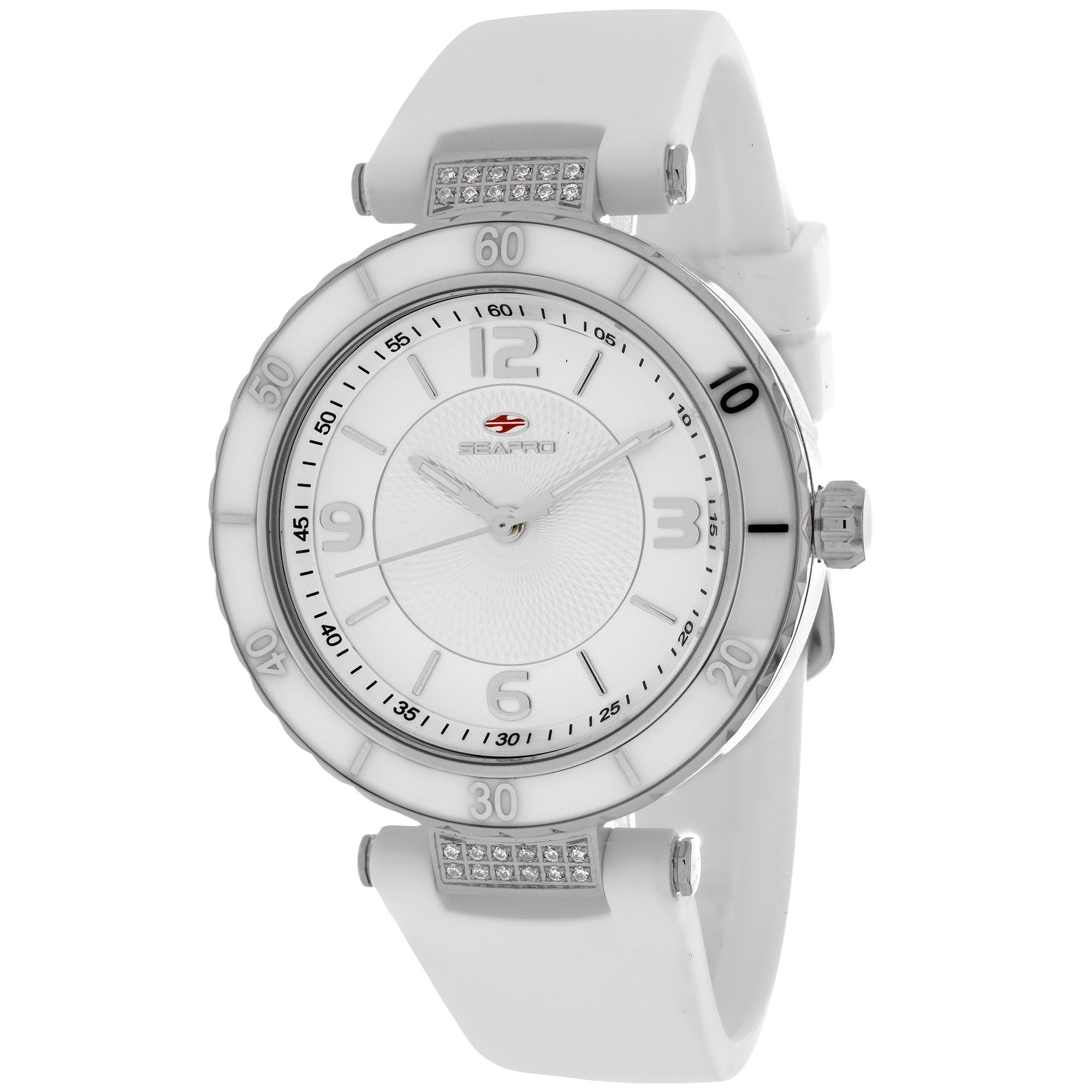 Seapro Womens Sp6410 Seductive Round White Strap Watch
