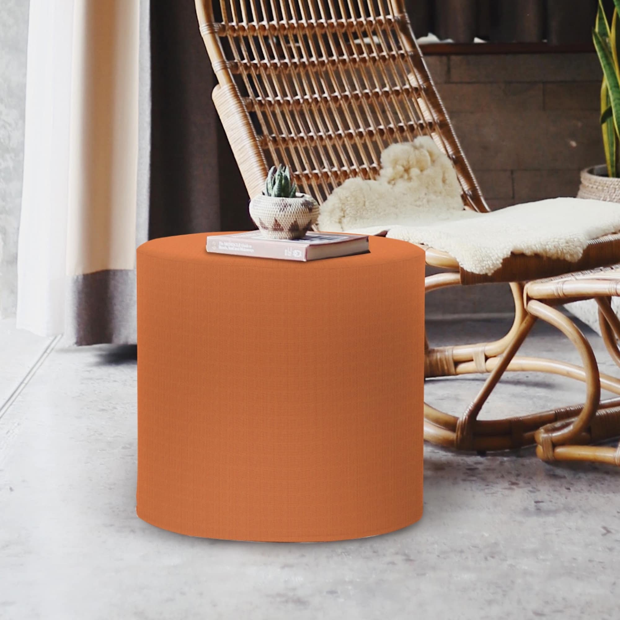 Allan Andrews No Tip Cylinder Ottoman With Cover Seascape Canyon