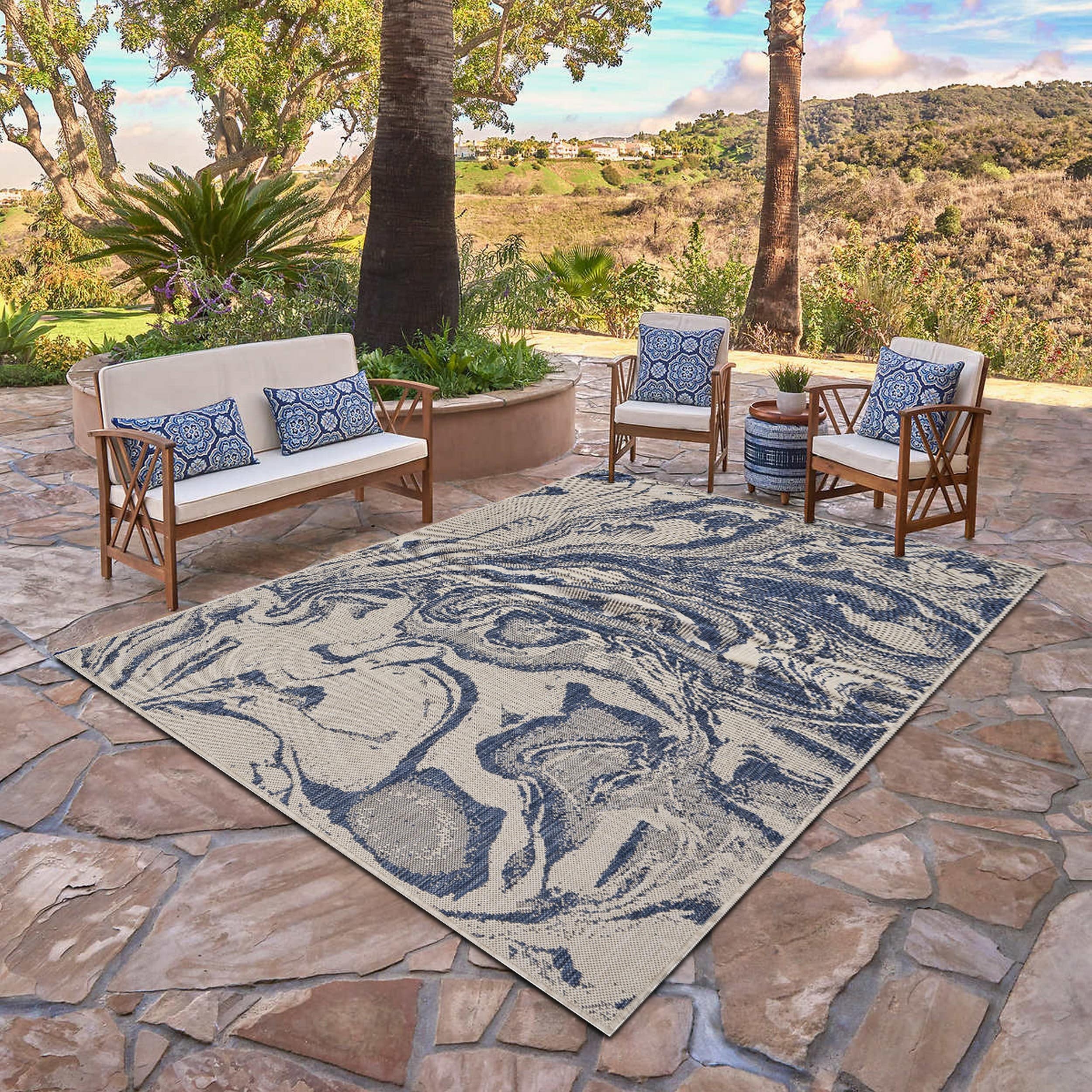 Seaside Abstract Oasis Indoor Outdoor Rug