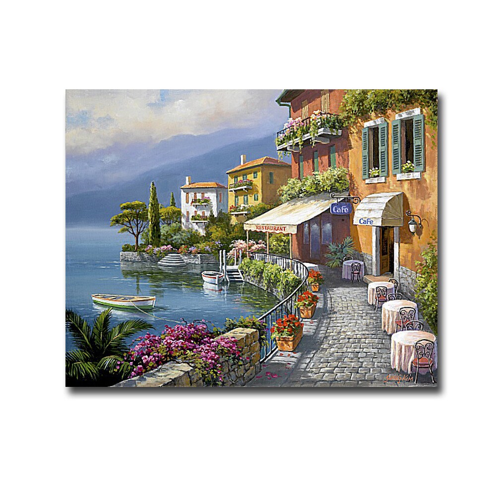 Seaside Bistro Cafe By Sung Kim Gallery Wrapped Canvas Giclee Art