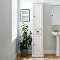 Seaside Tall Linen Cabinet Distressed White N A