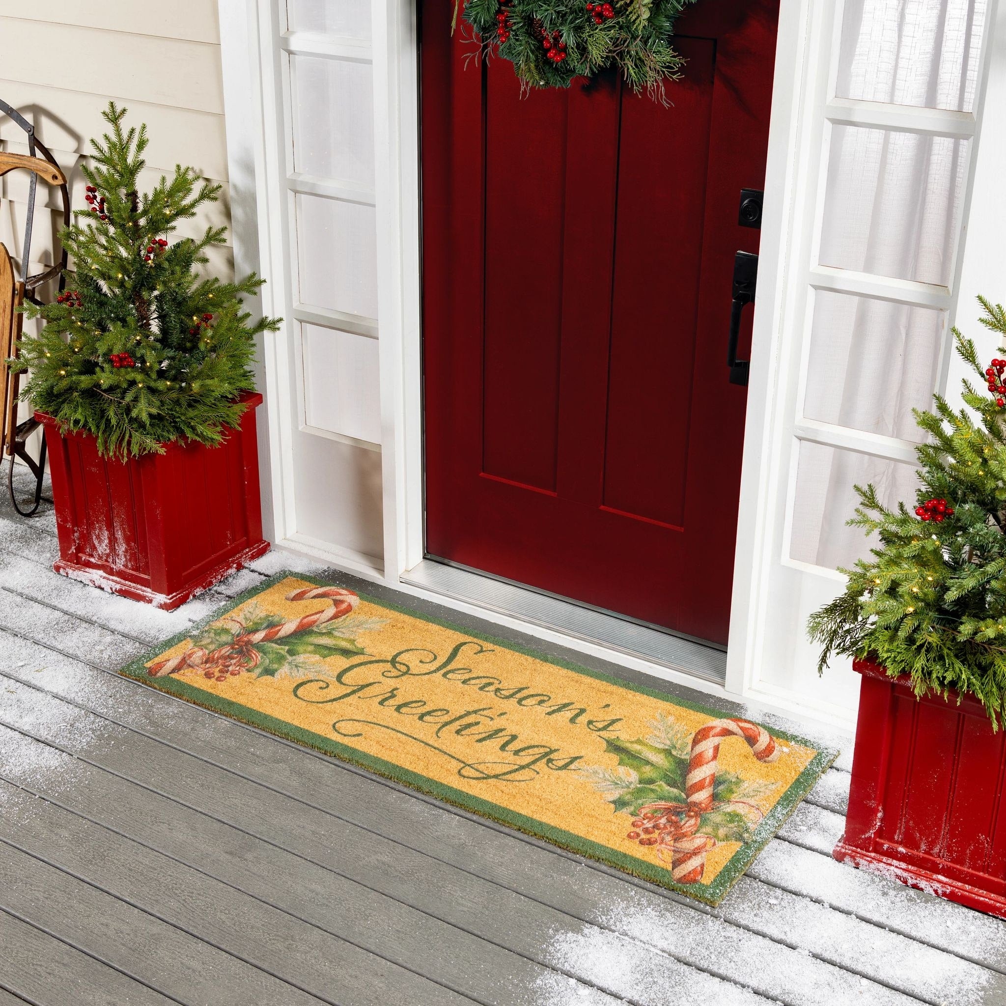 Seasons Greetings Coir Door Mat 24 X 60 60 X 24