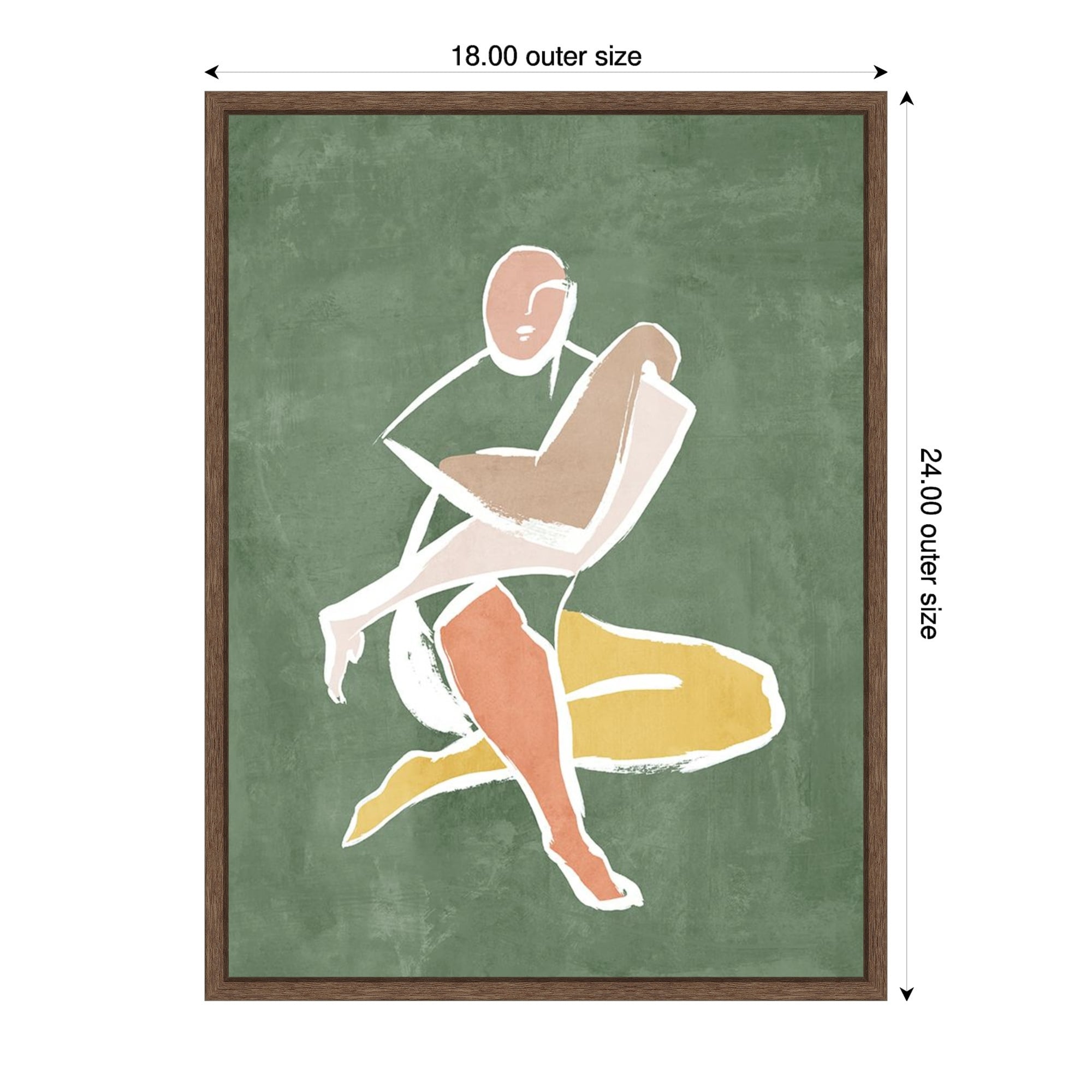 Seated Figure On Green I By Hannah Dawson Framed Canvas Wall Art Print