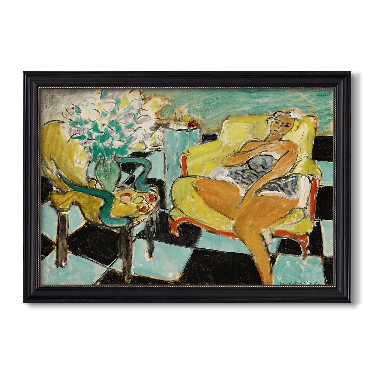 Seated Woman With Flower 1942 Henri Matisse Custom Framed Canvas