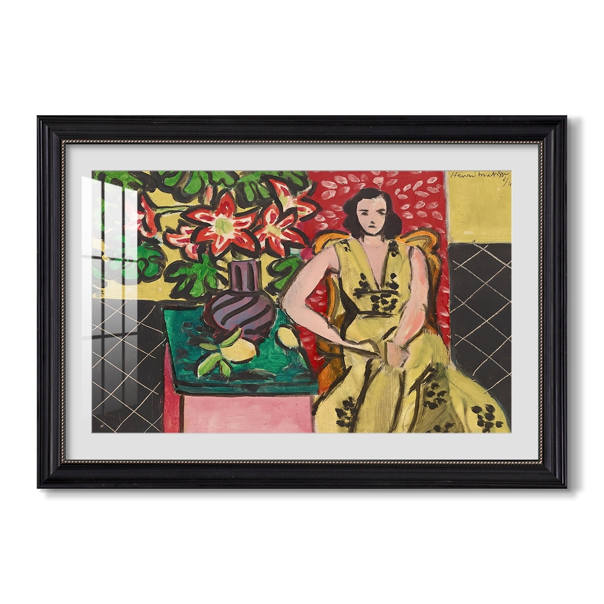 Seated Woman With A Vase Of 1941 Henri Matisse Custom Framed Print