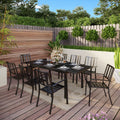 Mfstudio Seats Up To 6 8 Outdoor Patio Dining Set 6 8 Metal Stackable Chairs And 1 Rectangular Expandable Table