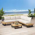 Sebastian Outdoor Acacia Wood 5 Seater Sofa Sectional With Water Resistant Cushions By Christopher Knight Home