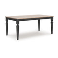 Seci Dining Table 72 Inch Rectangular Gray Brown Top Black Wood Legs