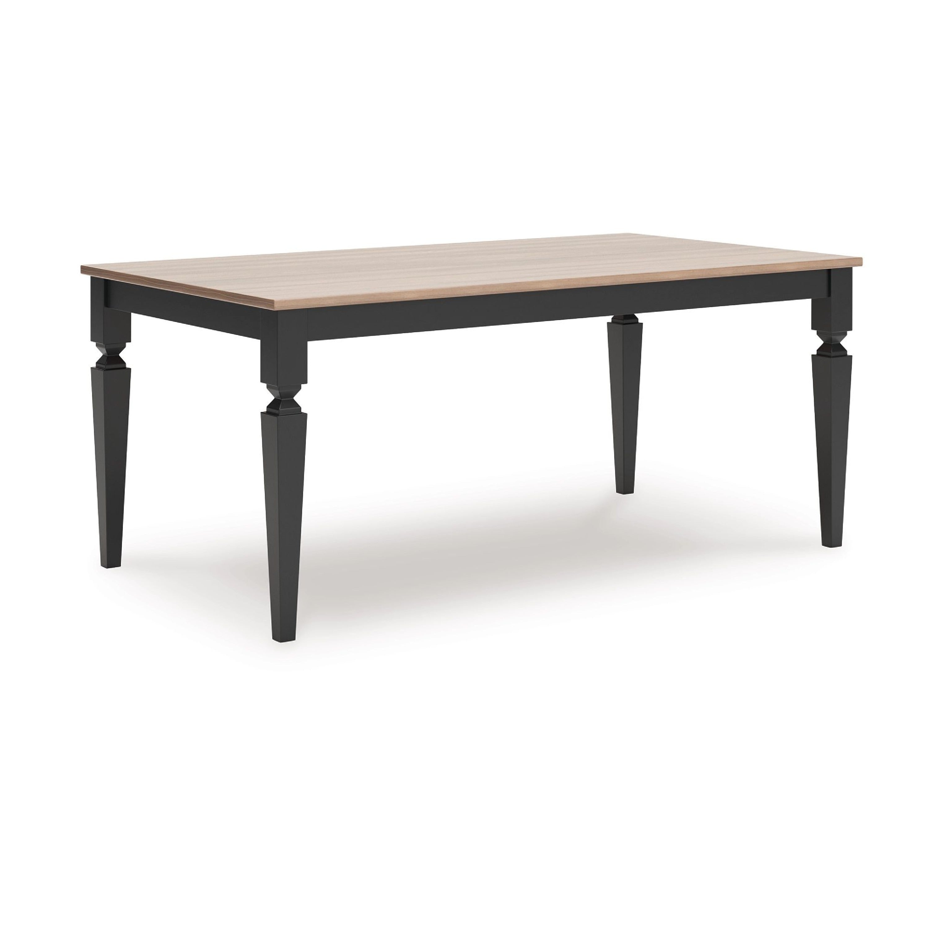 Seci Dining Table 72 Inch Rectangular Gray Brown Top Black Wood Legs