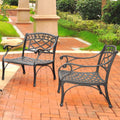 Sedona 2 Piece Cast Aluminum Outdoor Conversation Seating Set 2 Club Chairs Black Finish