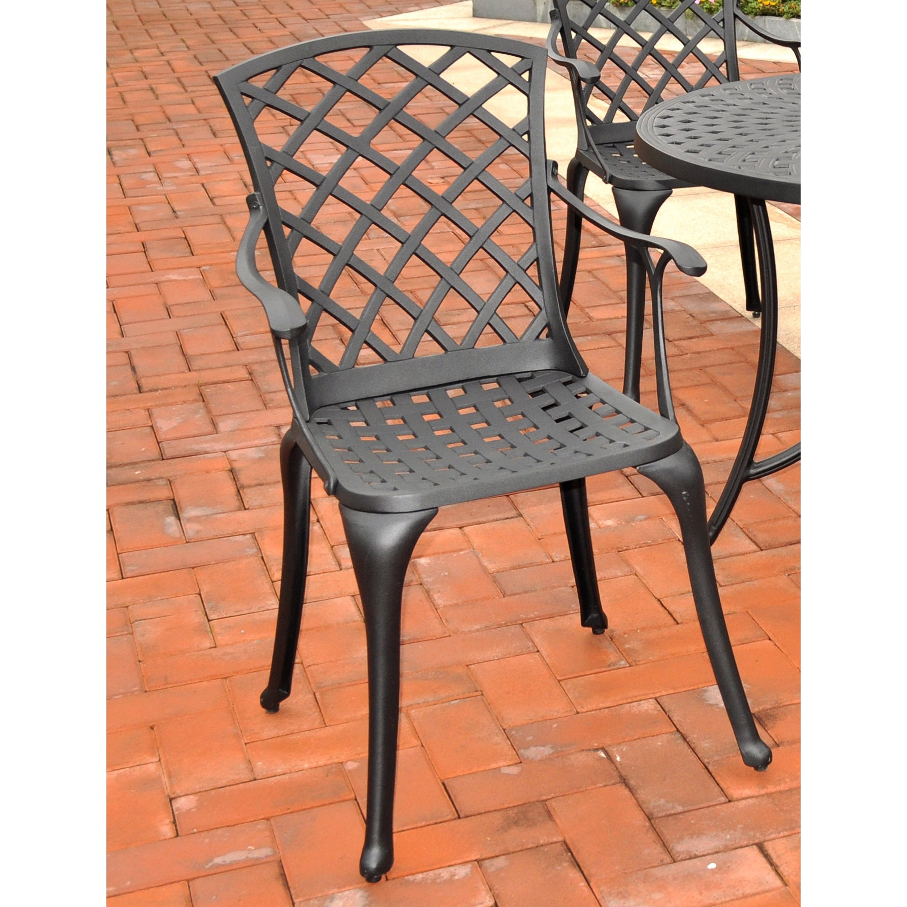 Sedona Cast Aluminum High Back Arm Chair In Charcoal Black Finish Set Of 2