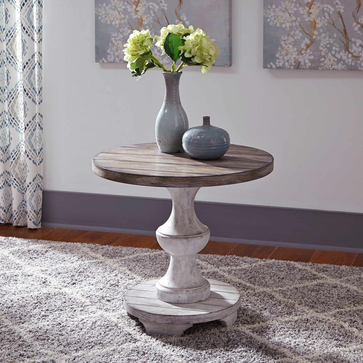 Sedona Heavy Distressed White Round End Table