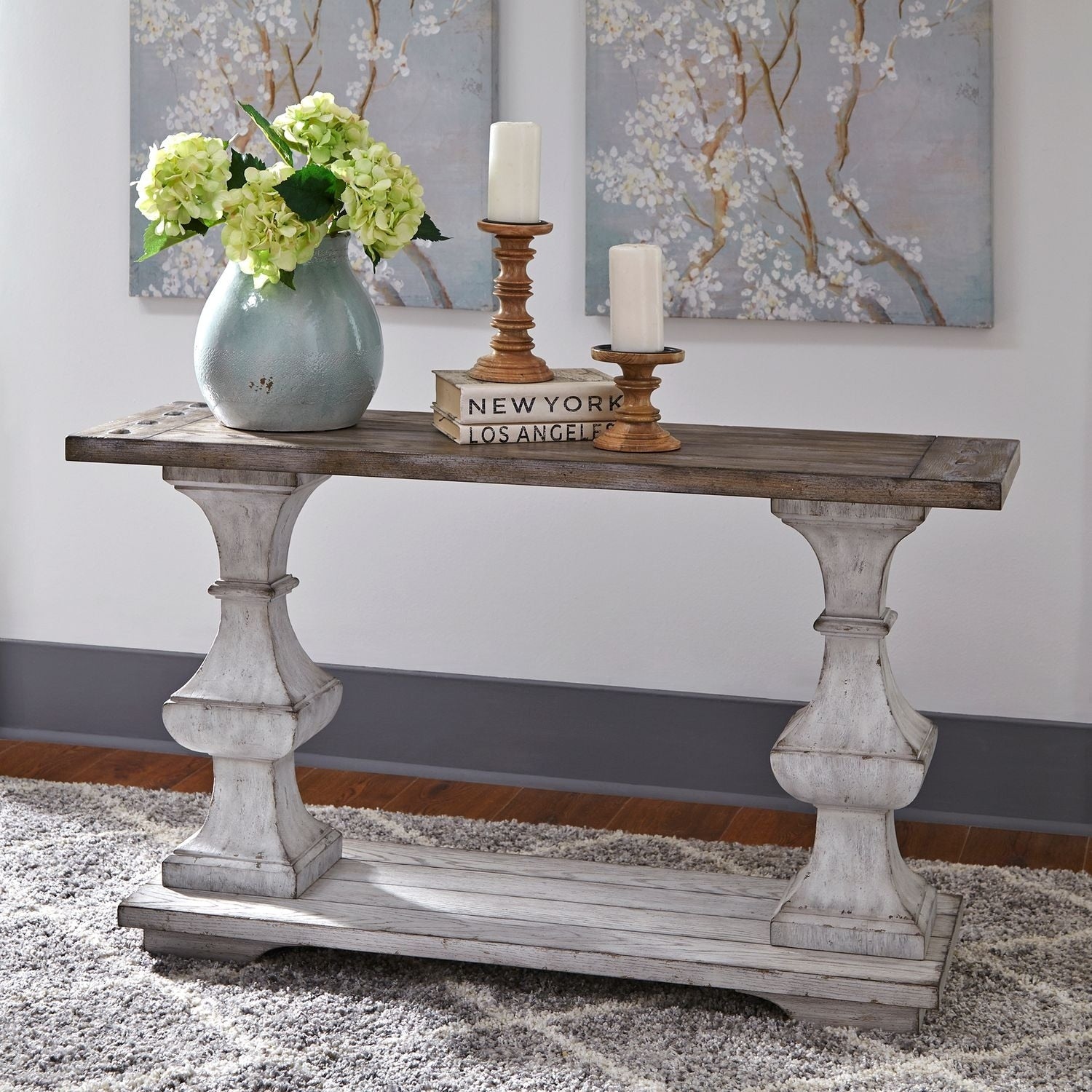 Sedona Heavy Distressed White Sofa Table