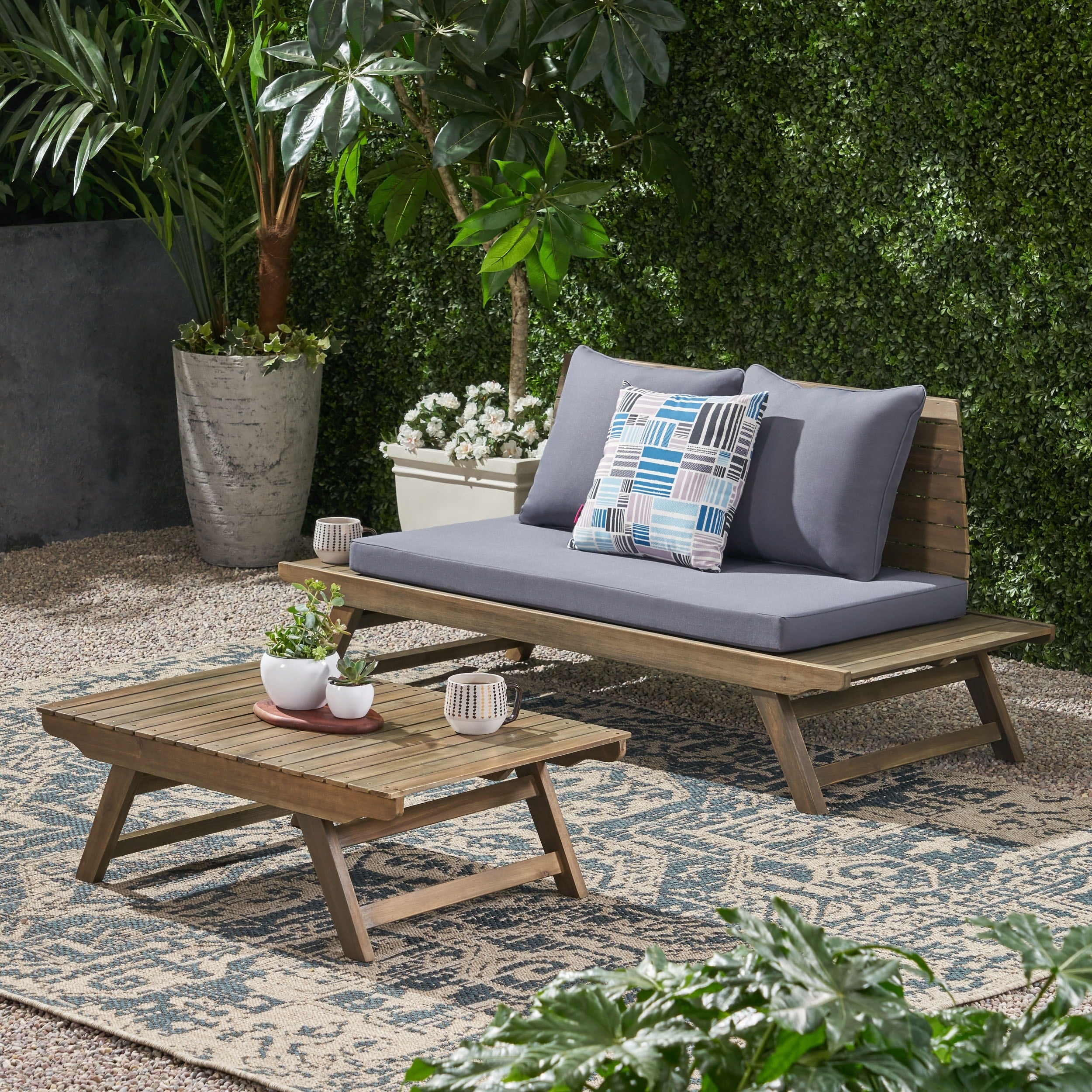 Sedona Outdoor 2 Seater Acacia Wood Loveseat And Coffee Table Set By Christopher Knight Home