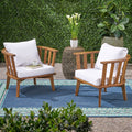 Sedona Outdoor Wooden Club Chairs With Cushions Set Of 2 By Christopher Knight Home