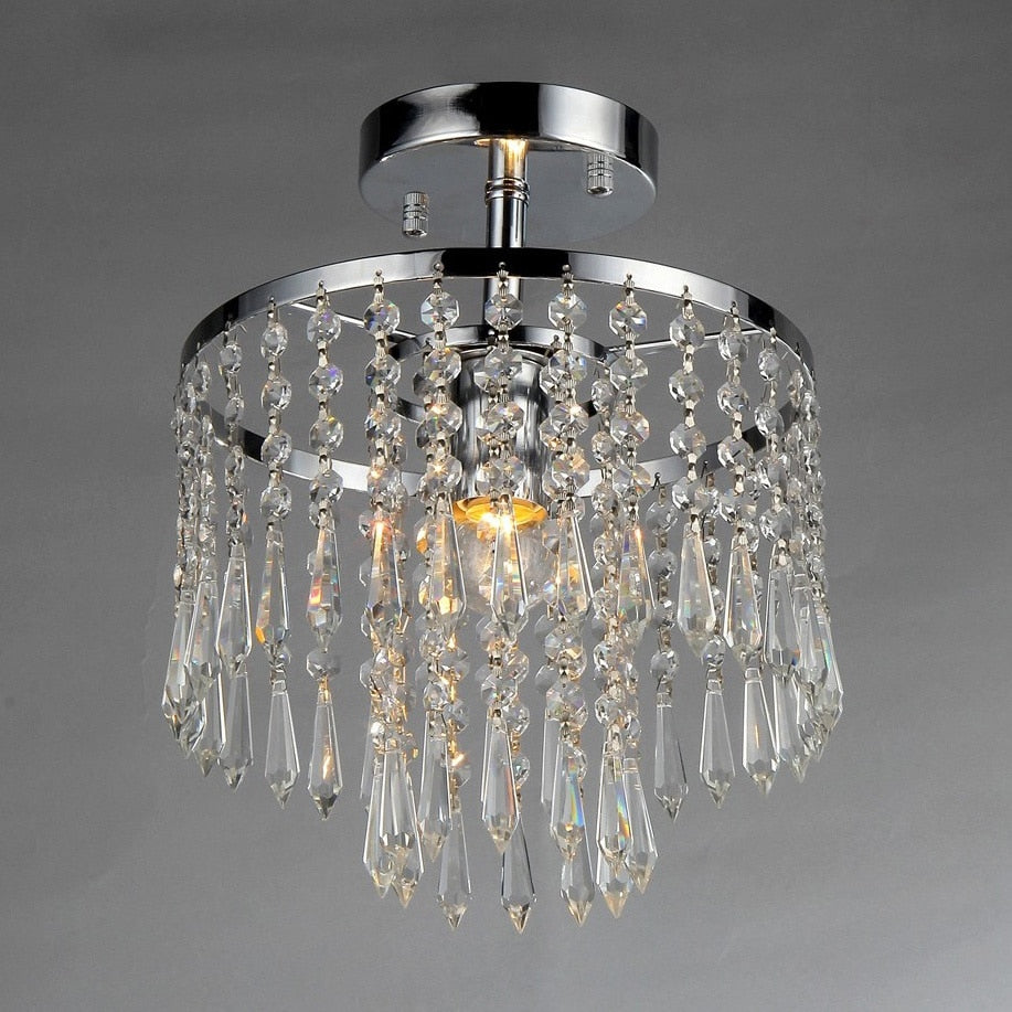 Seek 1 Light Chrome Tiered Crystal Chandelier