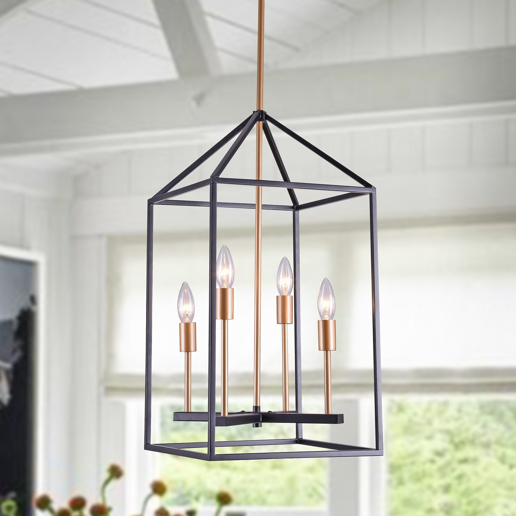 Seilin Matte Black Gold Bronze 4 Light Chandelier