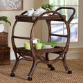 Selah Natural Rattan Kitchen Cart Handwoven Wicker 2 Tier Mobile Serving Cart With Tray Top