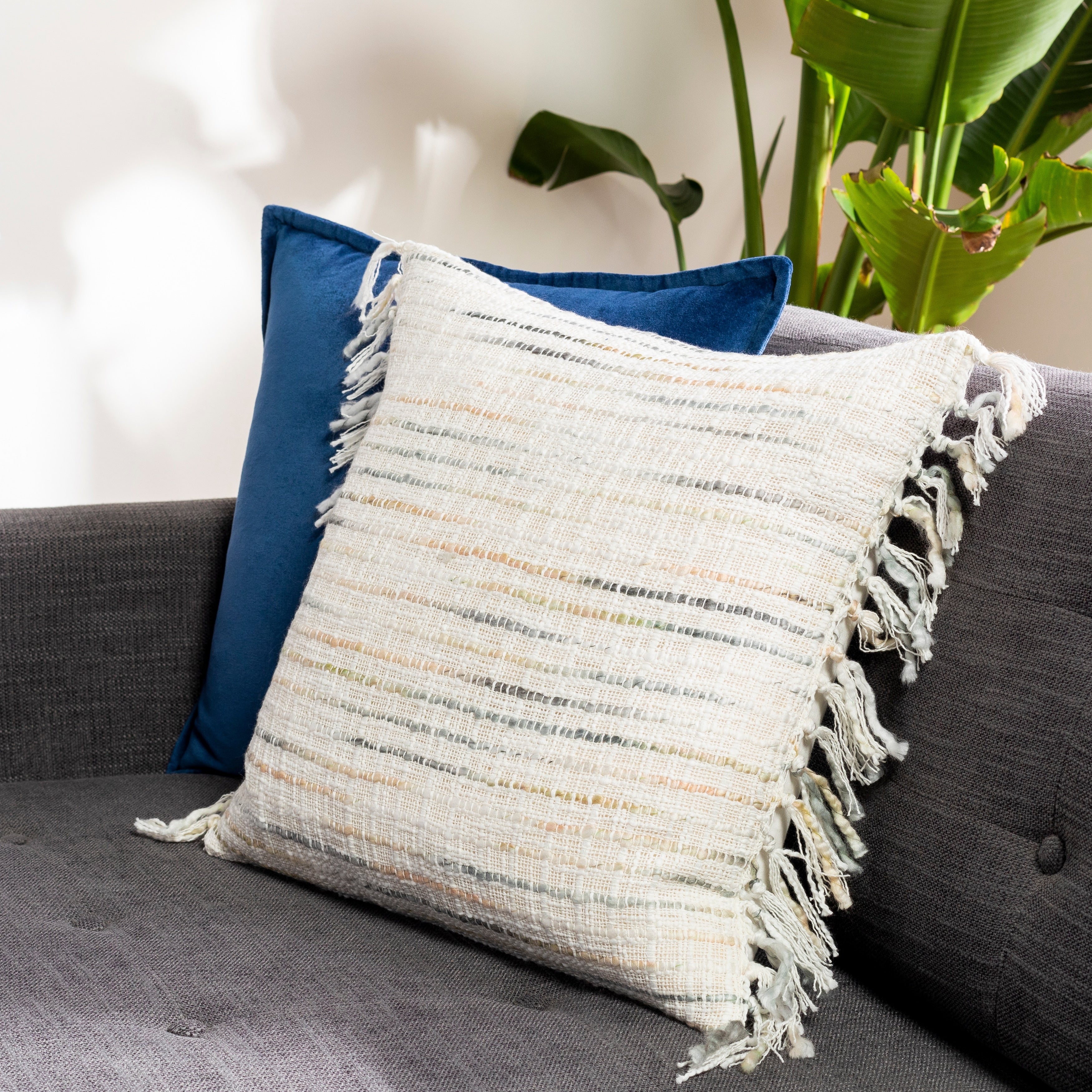 Selah Striped Fringe Throw Pillow