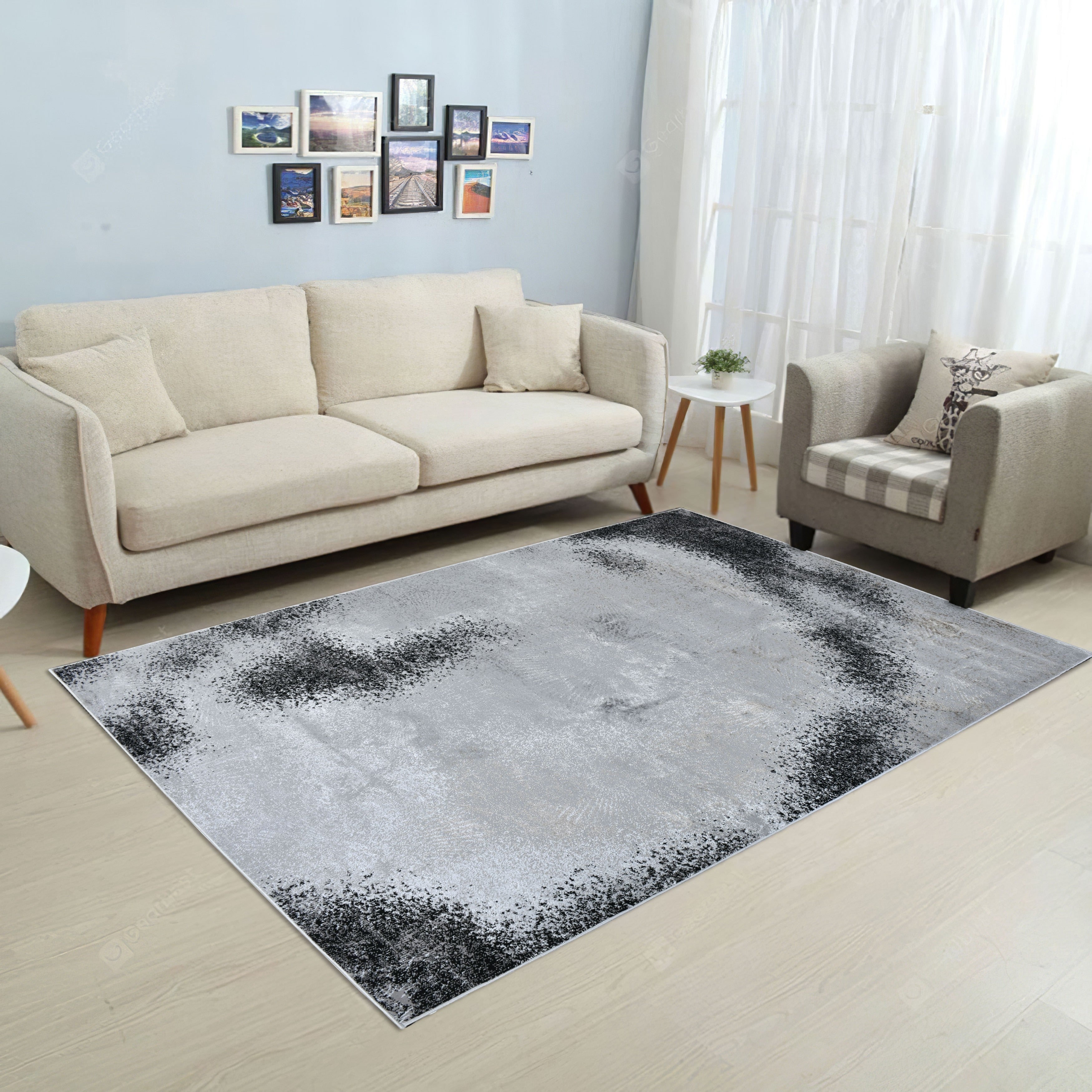 Selena Collection Abstract Grey Modern Area Rug