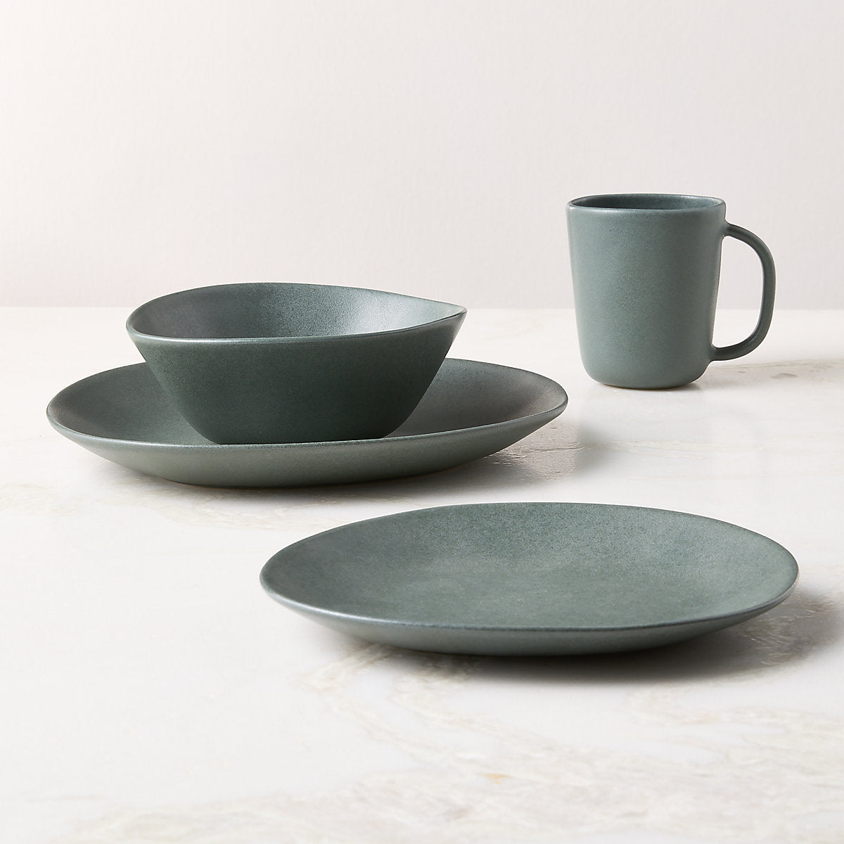 Selene Green Stoneware Dinner Plates Set of 6