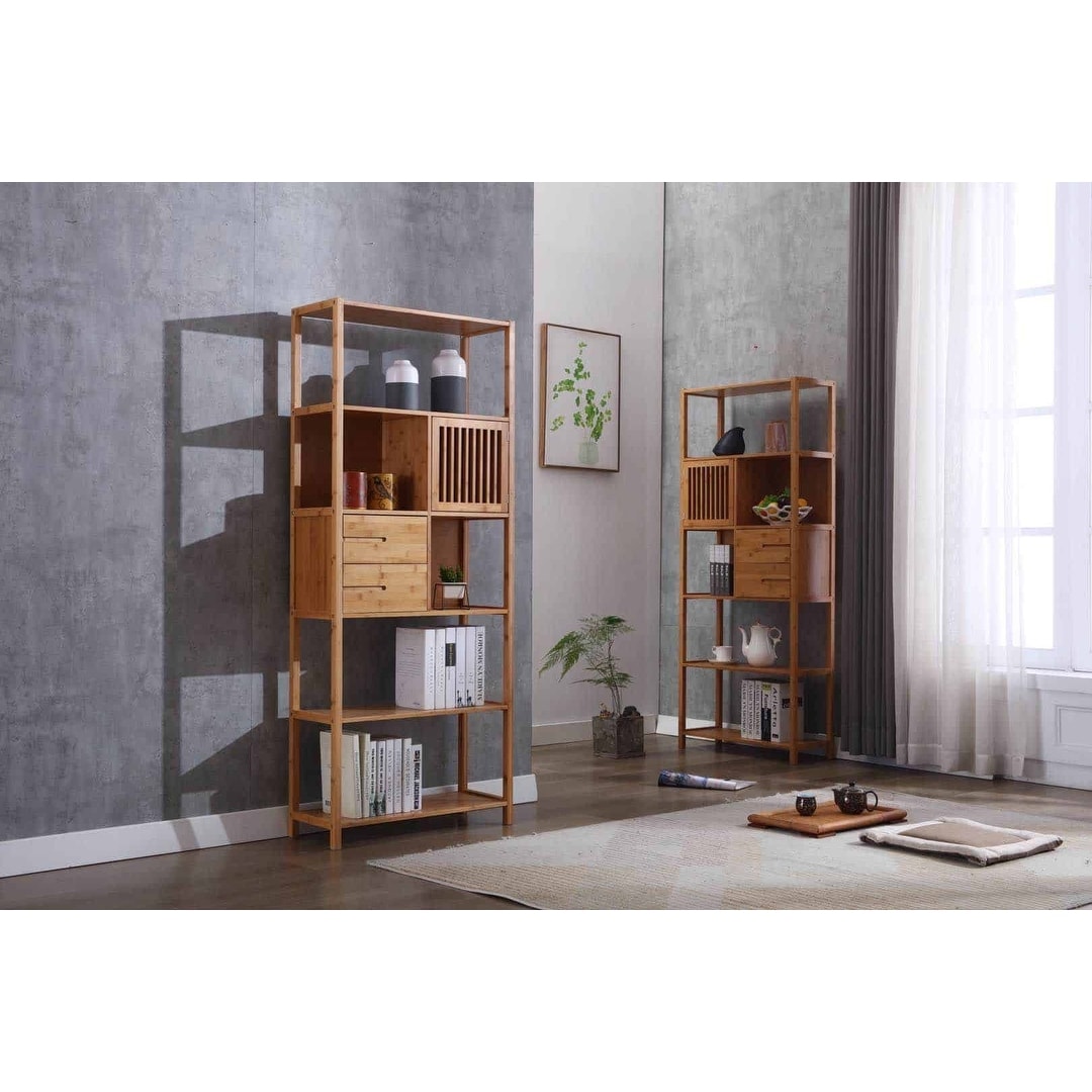 Selma Bamboo Bookcase Right Facing Spindle Cabinet Natural