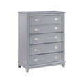 Sely Bedroom Tall Dresser Chest 5 Drawer Nickel Handles Gray Finish