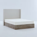 Sely Queen Size Bed With Wingback Headboard Ivory Chenille Upholstery