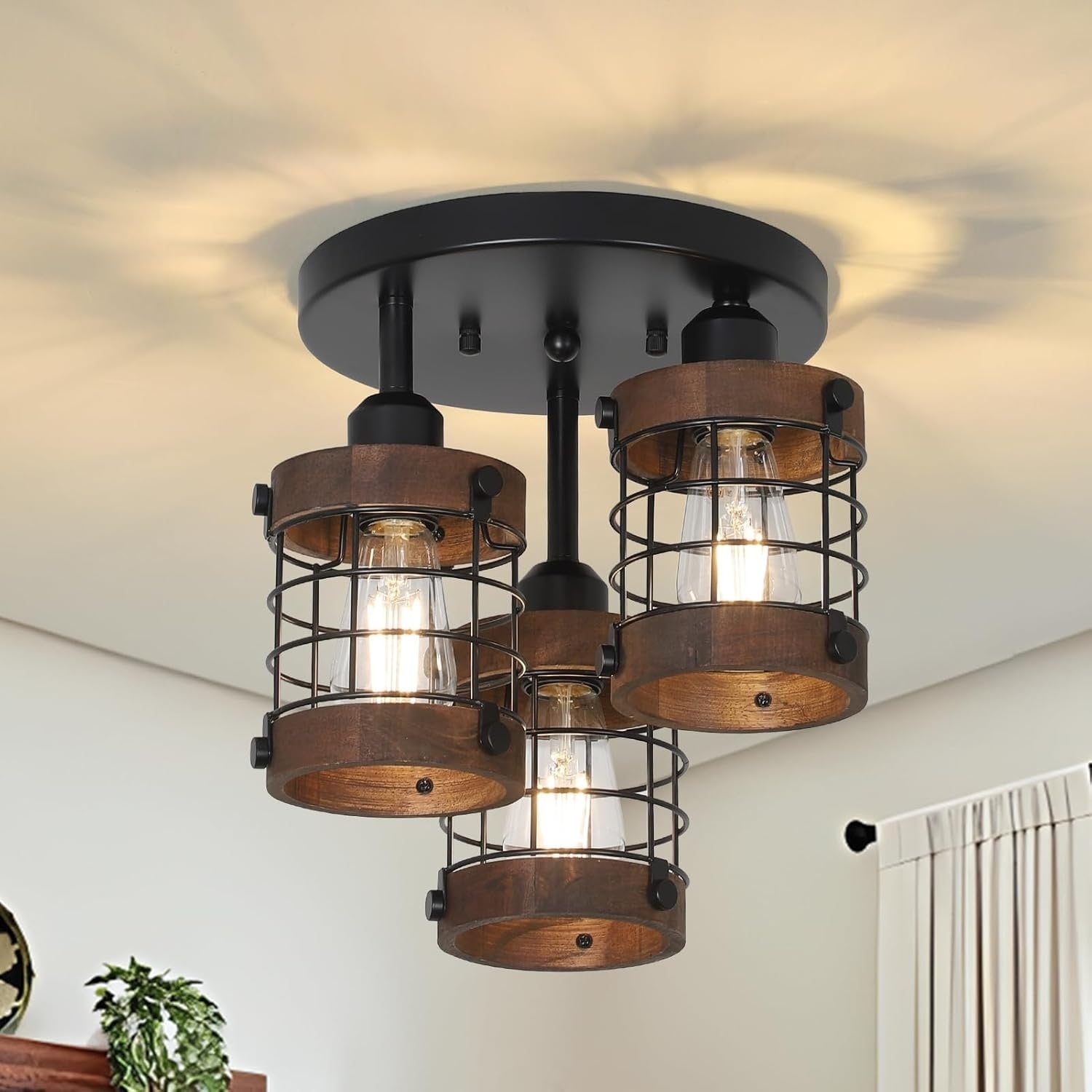 Semi Flush Mount Ceiling Light 3 Light Farmhouse Chandelier Light Fixtures Ceiling Mount