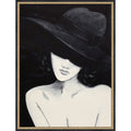 Sensual Female Portrait With Large Hat By Natalie Bruns Framed Mounted Canvas Wall Art Print