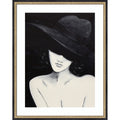 Sensual Female Portrait With Large Hat By Natalie Bruns Wood Framed Wall Art Print