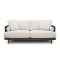 Senu Loveseat 2 Pillows Beige Cushion Walnut Brown Rattan 65 Inch