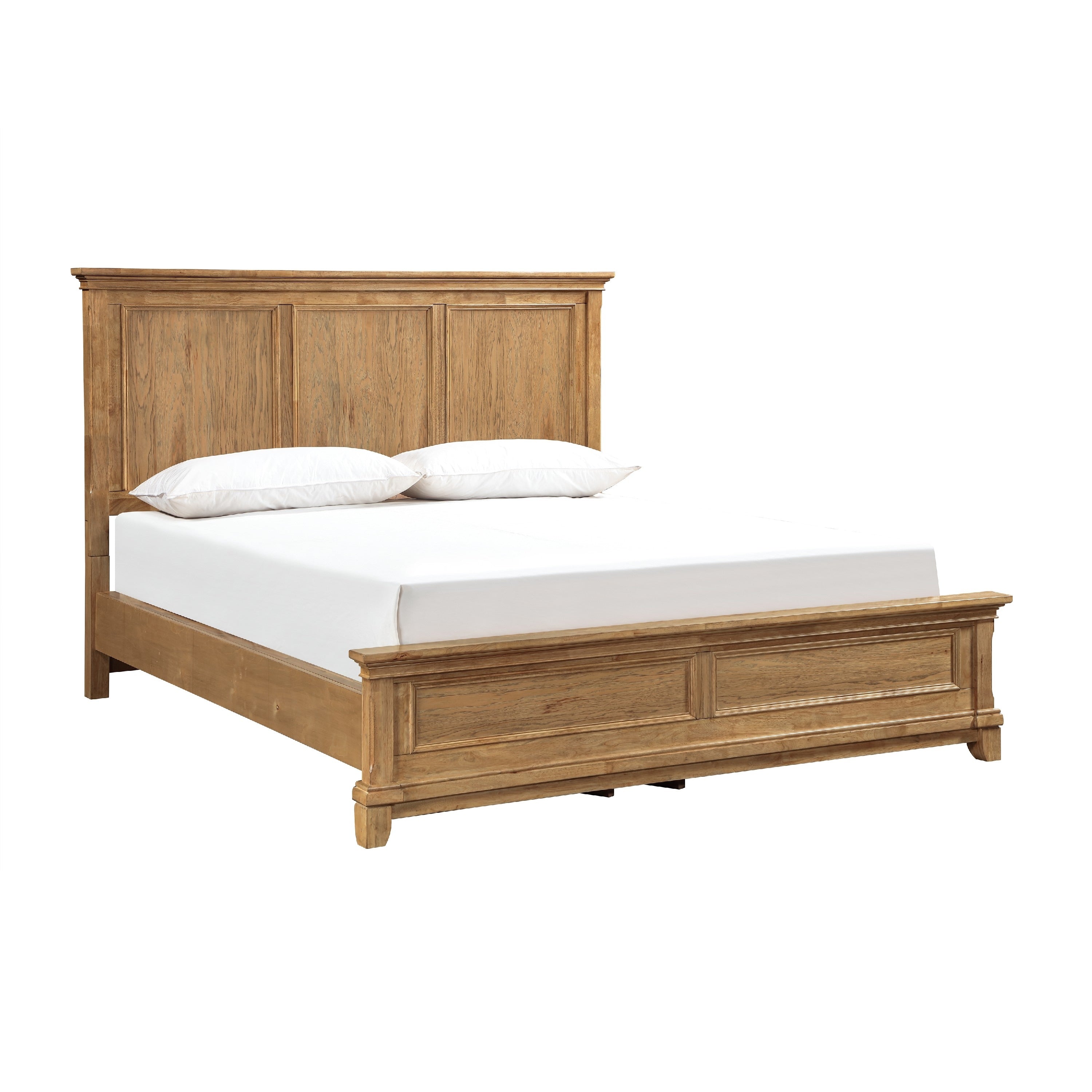 Seny Queen Bed Rustic Design Picture Frame Moldings Honey Brown Wood