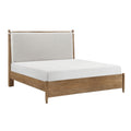 Seny Queen Size Bed Removable Light Gray Cushion Headboard Brown
