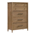 Seny Tall Dresser Chest 5 Drawers Antique Black Bar Pulls Brown Hickory