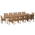 Sera 13 Piece Outdoor Rectangular Extendable Dining Table And Armchairs Set