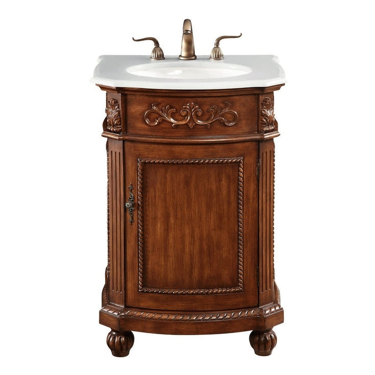 Seraphina 24 Inch Single Bathroom With Ivory White Engineered Marble