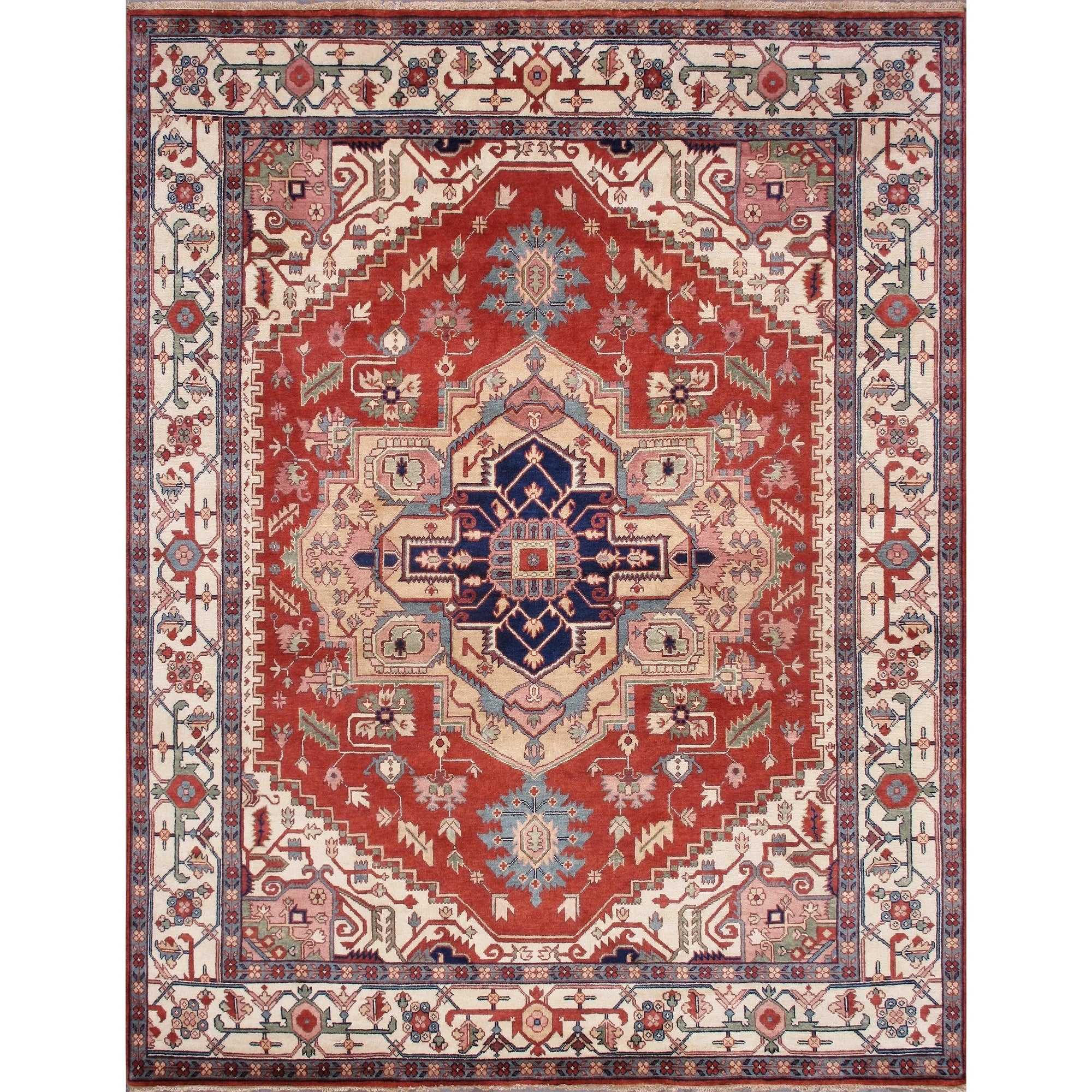 Serapi Collection Hand Knotted Rust Beige Wool Rug 4 1 X 6 0 4 X 6