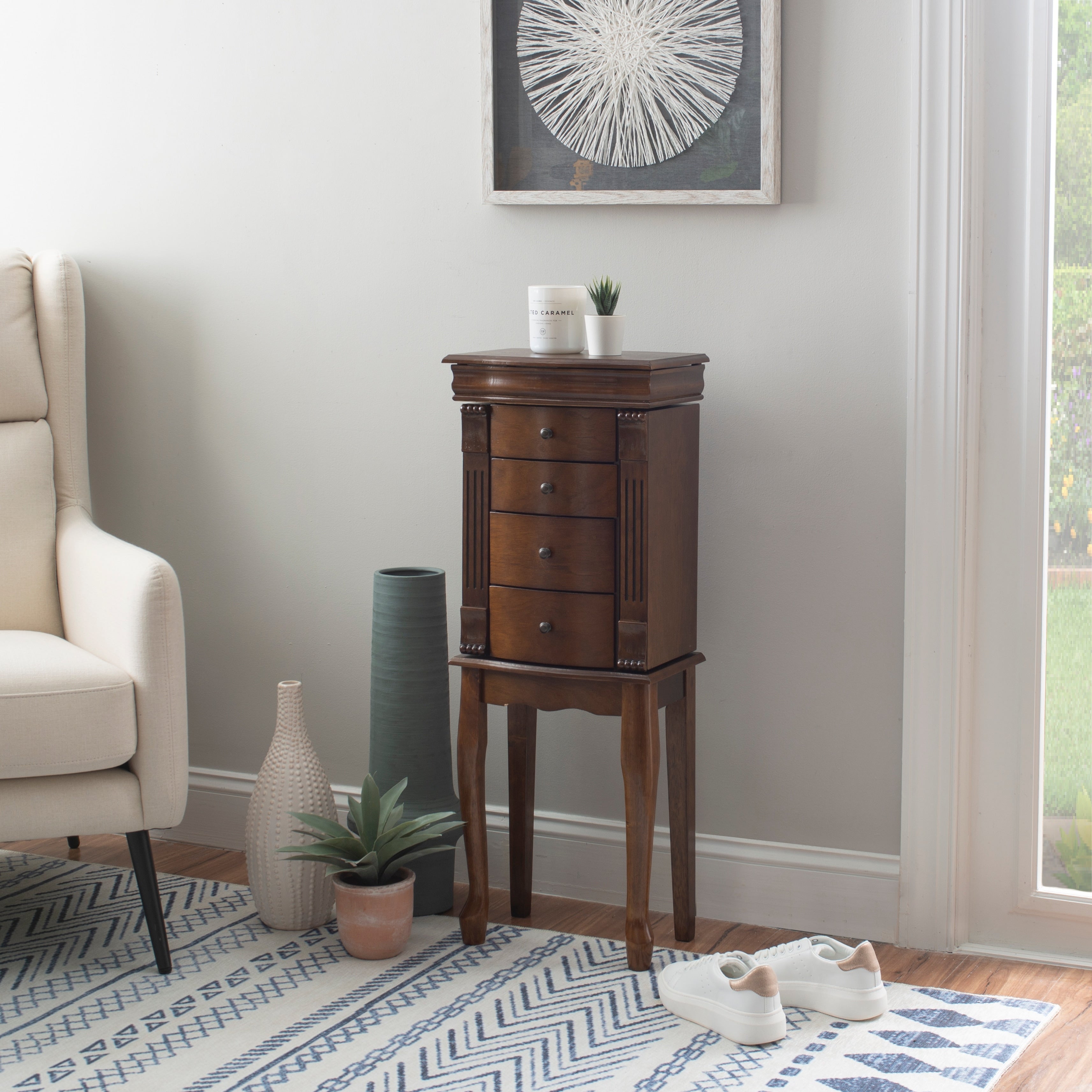 Powell Serena Walnut Jewelry Armoire