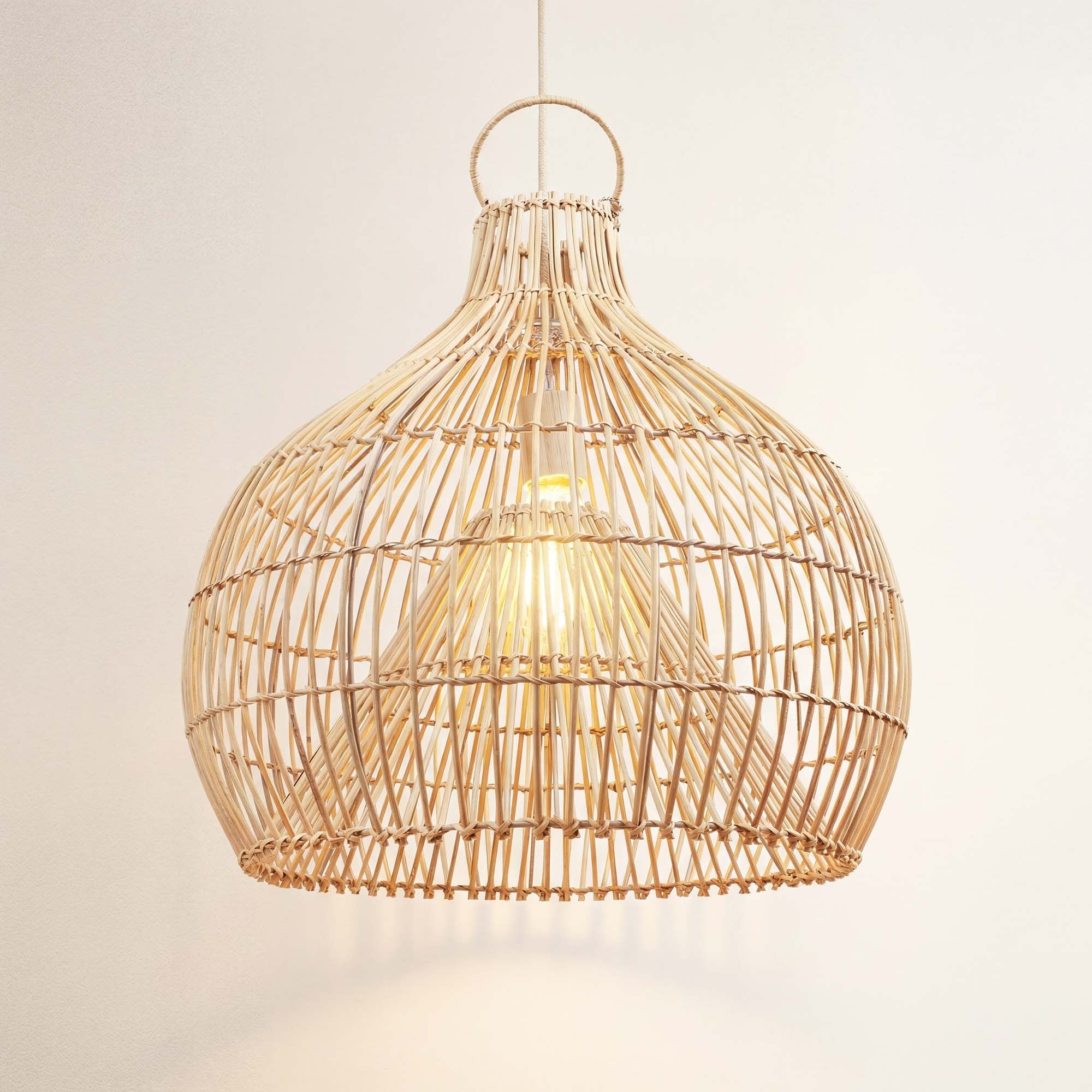 Serena Rattan Pendant Light 22 Natural Brown Dome 1 Light Handwoven Light Fixture For Kitchen Island Dining Room Bedroom