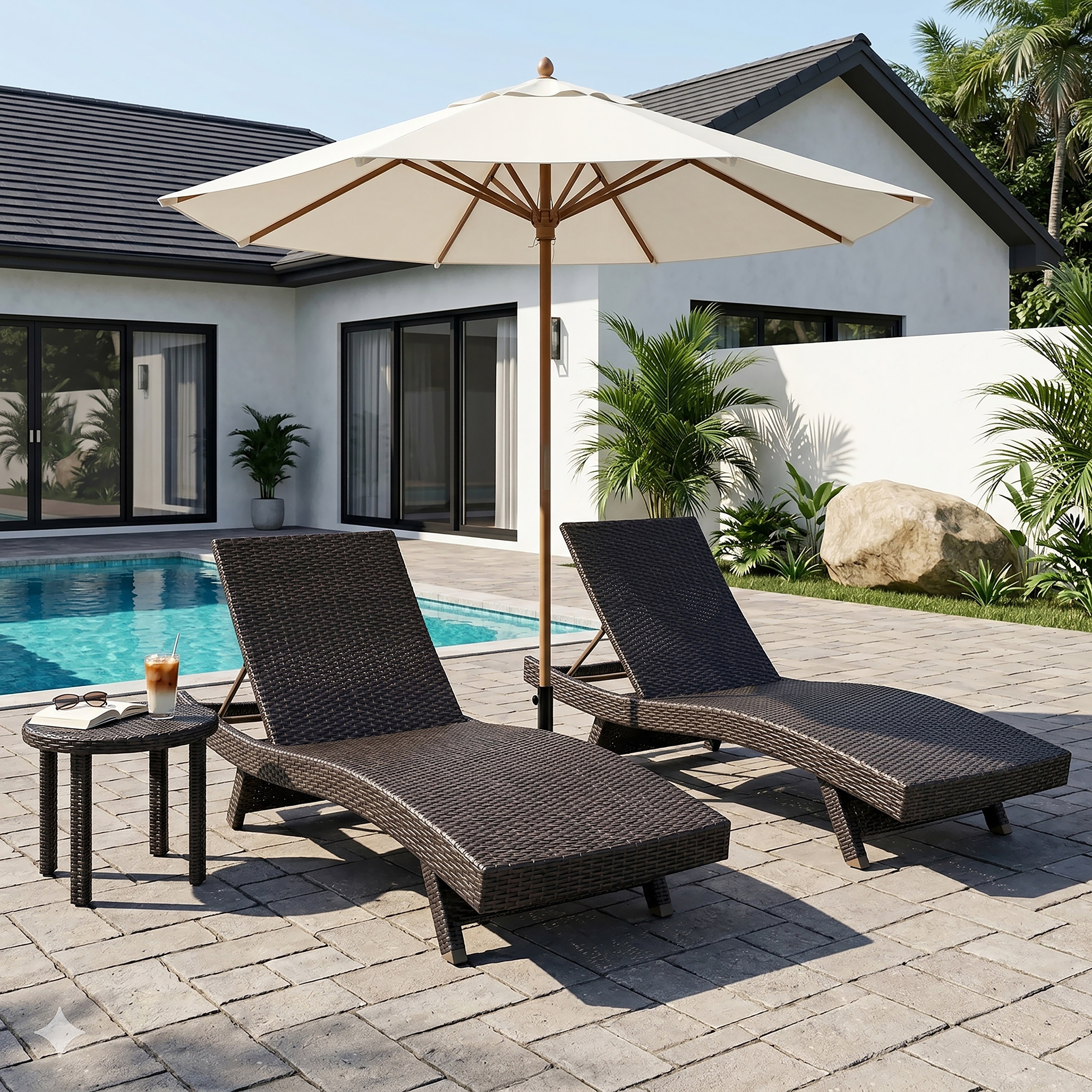 Serene 26 Wicker Outdoor Chaise Lounger With Adjustable Backrest