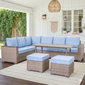 Serene 82.5 Olefin 5 Piece Wicker Outdoor Sectional Sofa Sets